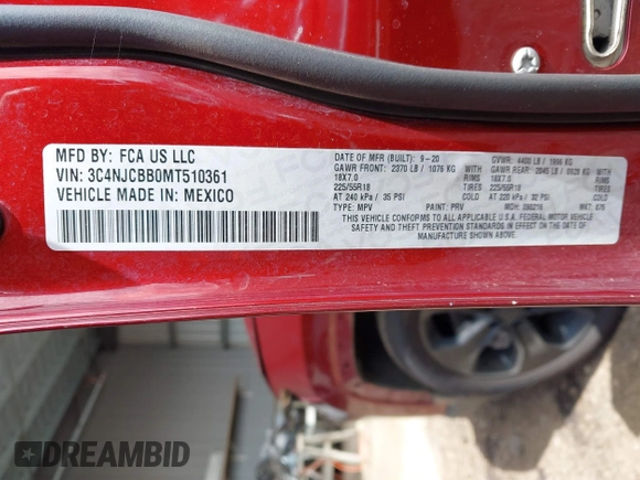 2021 Jeep Compass Latitude z VIN 3C4NJCBB0MT510361, wystawiony jako IAAI lot #42283289 z przebiegiem 37 468 mil mil oraz . Historia ofert i sprzedaży dostępna na DreamBid. Obrazek 9.