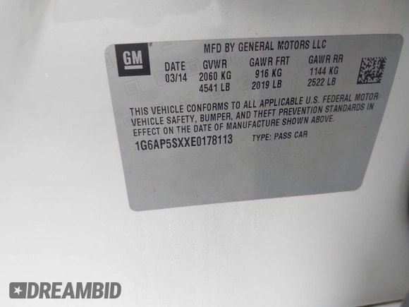 2014 Cadillac CTS Sedan RWD with VIN 1G6AP5SXXE0178113, listed as a IAAI auction lot 41982807 with 111,734 mi miles. Bid and sale history available at carsss.com. Image 9.