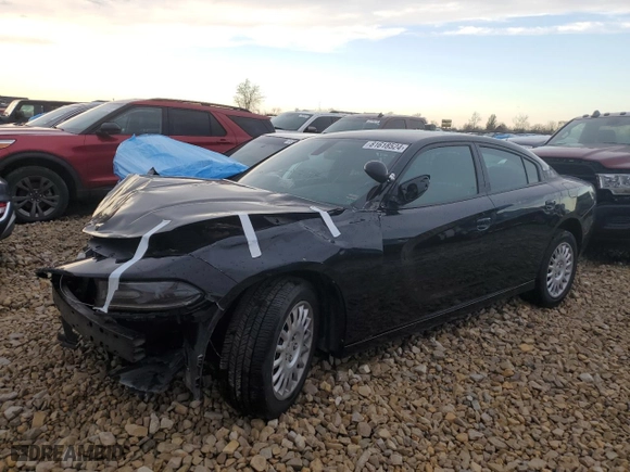 2020 Dodge Charger Police with VIN 2C3CDXKT7LH183760, listed as a Copart auction lot 81618524 with 54,955 mi miles and Salvage Title. Bid and sale history available at carsss.com. Image 1.