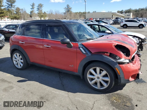 2013 MINI Countryman S ALL4 with VIN WMWZC5C57DWP34038, listed as a Copart auction lot 48013055 with 141,751 mi miles and Salvage Title. Bid and sale history available at DreamBid. Image 4.