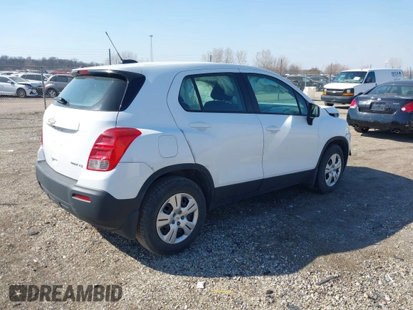 2015 Chevrolet Trax LS with VIN KL7CJKSB7FB069640, listed as a IAAI auction lot 41795991 with 153,789 mi miles. Bid and sale history available at carsss.com. Image 4.