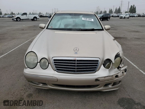 2002 Mercedes-Benz E-Class with VIN WDBJF65J92B404315, listed as a Copart auction lot 75481094 with 87,383 mi miles and Salvage Title. Bid and sale history available at carsss.com. Image 5.