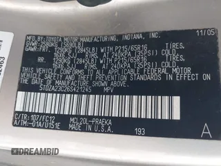 2006 Toyota Sienna CE z VIN 5TDZA23C26S421245, wystawiony jako IAAI lot #42217623 z przebiegiem 175 092 mil mil oraz . Historia ofert i sprzedaży dostępna na DreamBid. Obrazek 9.