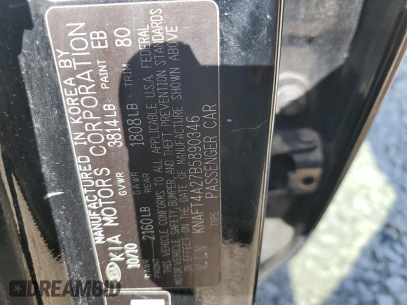 2011 Kia Forte LX with VIN KNAFT4A27B5890346, listed as a Copart auction lot 56483684 with 92,807 mi miles and Salvage Title. Bid and sale history available at carsss.com. Image 14.