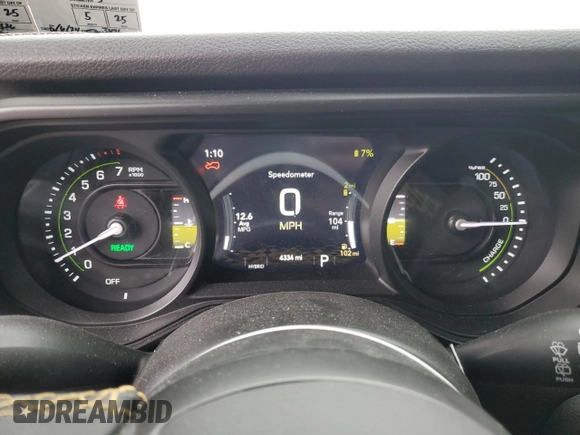 2024 Jeep Wrangler Sport S with VIN 1C4RJXN68RW283543, listed as a Copart auction lot 57752525 with 4,334 mi miles and Salvage title. Bid and sale history available at DreamBid. Image 9.