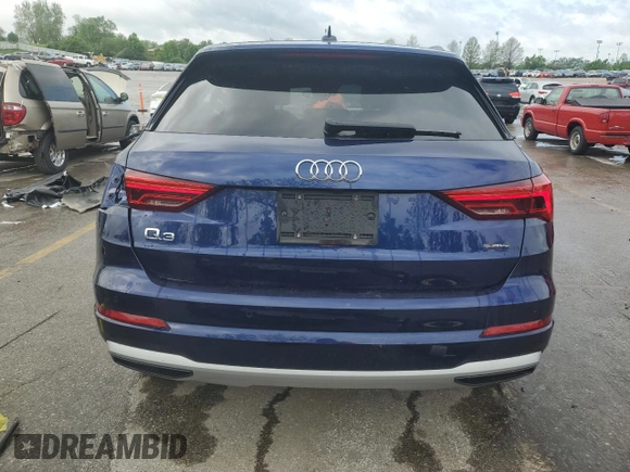 2021 Audi Q3 Premium with VIN WA1AUCF3XM1120717, listed as a Copart auction lot 54928885 with 25,833 mi miles and Salvage title. Bid and sale history available at DreamBid. Image 6.