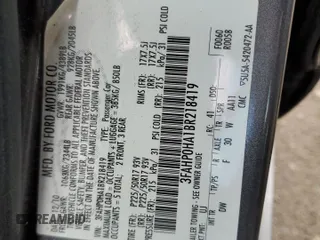 2011 Ford Fusion SE with VIN 3FAHP0HA1BR218419, listed as a Copart auction lot 52001925 with 165,435 mi miles and Salvage Title. Bid and sale history available at carsss.com. Image 12.
