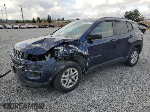 2018 Jeep Compass Sport z VIN 3C4NJCAB4JT488295, wystawiony jako Copart lot #49347145 z przebiegiem 132 343 mil mil oraz Szkoda całkowita • Salvage title. Historia ofert i sprzedaży dostępna na DreamBid. Obrazek 1.