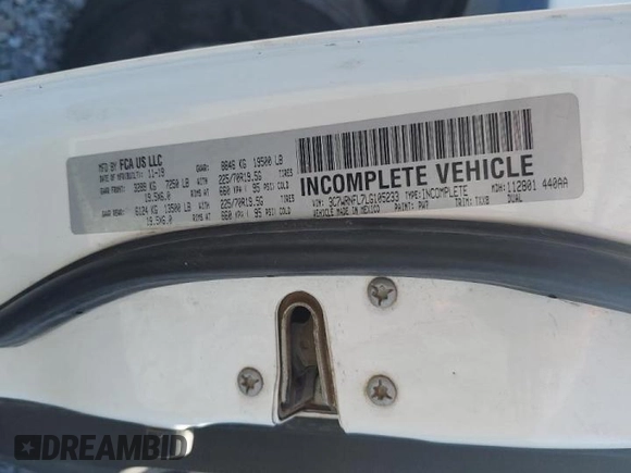 2020 Ram 5500 Tradesman with VIN 3C7WRNFL7LG105233, listed as a Copart auction lot 59277835 with 64,119 mi miles and Salvage title. Bid and sale history available at DreamBid. Image 12.