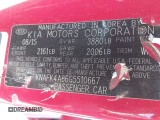 2016 Kia Forte LX with VIN KNAFK4A66G5510667, listed as a IAAI auction lot 41701919 with 165,361 mi miles. Bid and sale history available at carsss.com. Image 9.