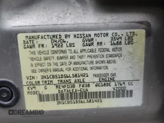 2006 Nissan Sentra S z VIN 3N1CB51D56L581421, wystawiony jako Copart lot #50852175 z przebiegiem 151 273 mil mil oraz Szkoda całkowita • Salvage title. Historia ofert i sprzedaży dostępna na DreamBid. Obrazek 12.