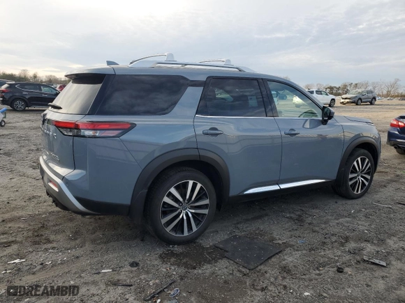 2023 Nissan Pathfinder Platinum with VIN 5N1DR3DK1PC270167, listed as a Copart auction lot 43108355 with 33,778 mi miles and Salvage Title. Bid and sale history available at carsss.com. Image 3.