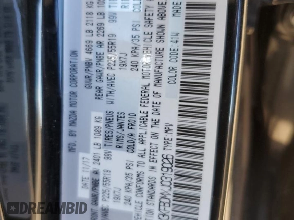 2018 Mazda CX-5 Grand Touring with VIN JM3KFBDMXJ0319026, listed as a Copart auction lot 50721385 with 48,292 mi miles and Salvage Title. Bid and sale history available at DreamBid. Image 13.