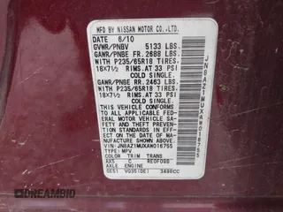 2010 Nissan Murano S z VIN JN8AZ1MUXAW016755, wystawiony jako IAAI lot #42208983 z przebiegiem 215 545 mil mil oraz . Historia ofert i sprzedaży dostępna na DreamBid. Obrazek 9.