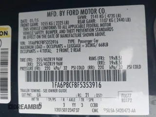 2015 Ford Mustang GT z VIN 1FA6P8CF8F5353916, wystawiony jako IAAI lot #42606432 z przebiegiem 70 582 mil mil oraz . Historia ofert i sprzedaży dostępna na DreamBid. Obrazek 9.