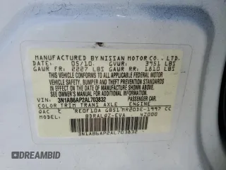2010 Nissan Sentra SR z VIN 3N1AB6AP2AL703832, wystawiony jako Copart lot #62556985 z przebiegiem 219 550 mil mil oraz Szkoda całkowita • Salvage title. Historia ofert i sprzedaży dostępna na DreamBid. Obrazek 12.