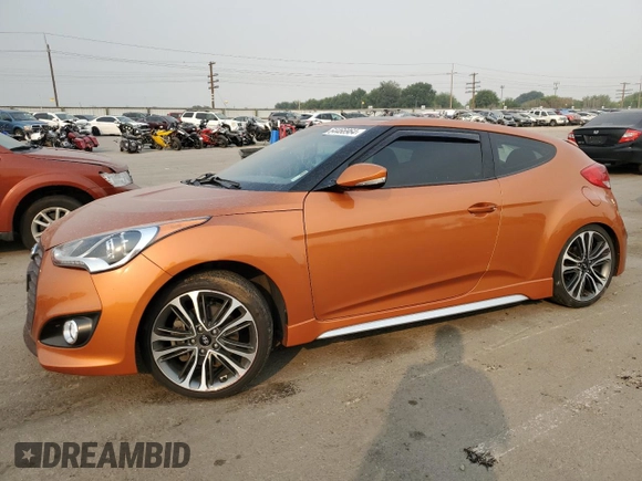 2016 Hyundai Veloster Turbo with VIN KMHTC6AEXGU262656, listed as a Copart auction lot 64466964 with 111,545 mi miles and Salvage Title. Bid and sale history available at carsss.com. Image 1.
