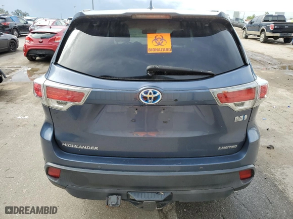 2014 Toyota Highlander Hybrid Limited with VIN 5TDDCRFH6ES006853, listed as a Copart auction lot 41426685 with 110,001 mi miles and Non Repairable. Bid and sale history available at carsss.com. Image 6.
