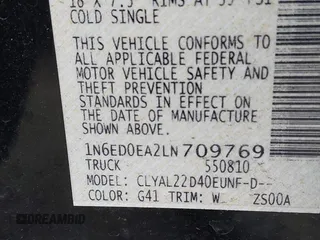 2020 Nissan Frontier SV с VIN 1N6ED0EA2LN709769, выставлен на аукционе IAAI как лот 41918732 с пробегом 59 285 миль миль и . История ставок и продаж доступна на DreamBid. Изображение 9.