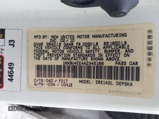 2010 Toyota Corolla с VIN 1NXBU4EE4AZ345188, выставлен на аукционе IAAI как лот 42470505 с пробегом 86 122 миль миль и . История ставок и продаж доступна на DreamBid. Изображение 9.