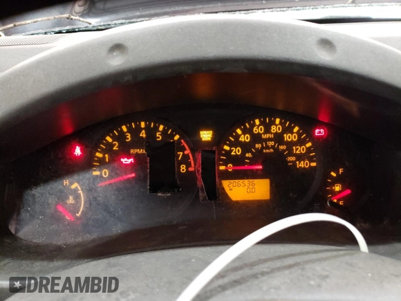 2005 Nissan Frontier XE with VIN 1N6BD06T45C407451, listed as a Copart auction lot 46228515 with 206,536 mi miles and Salvage title. Bid and sale history available at DreamBid. Image 9.