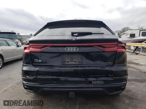 2020 Audi Q8 Premium Plus with VIN WA1EVAF1XLD001273, listed as a Copart auction lot 84743164 with 78,025 mi miles and Salvage title. Bid and sale history available at DreamBid. Image 6.