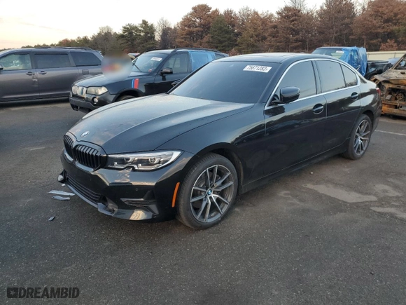 2020 BMW 3 Series 330i xDrive with VIN WBA5R7C02LFH51022, listed as a Copart auction lot 75671283 with 47,077 mi miles and Salvage Title. Bid and sale history available at carsss.com. Image 1.