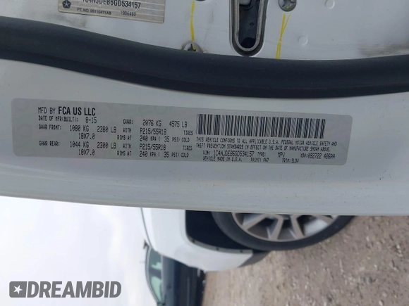2016 Jeep Compass Latitude with VIN 1C4NJDEB6GD534157, listed as a IAAI auction lot 42022813 with 147,000 mi miles and . Bid and sale history available at DreamBid. Image 9.