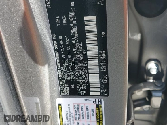 2024 Lexus NX 250 with VIN 2T2ADCAZ5RC010237, listed as a Copart auction lot 49515495 with 28,581 mi miles and Salvage title. Bid and sale history available at DreamBid. Image 15.