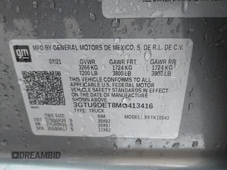 2021 GMC Sierra 1500 SLT z VIN 3GTU9DET8MG413416, wystawiony jako IAAI lot #41935465 z przebiegiem 70 547 mil mil oraz . Historia ofert i sprzedaży dostępna na DreamBid. Obrazek 9.