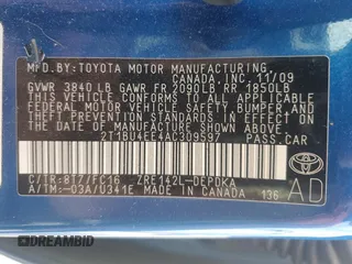 2010 Toyota Corolla with VIN 2T1BU4EE4AC309597, listed as a Copart auction lot 54196125 with 321,533 mi miles and Salvage Title. Bid and sale history available at DreamBid. Image 12.