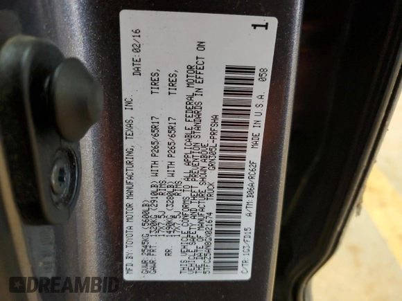 2016 Toyota Tacoma SR with VIN 5TFCZ5AN8GX021674, listed as a Copart auction lot 43550885 with 138,719 mi miles and Salvage Title. Bid and sale history available at carsss.com. Image 12.