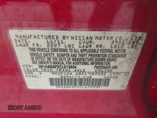 2012 Nissan Sentra S с VIN 3N1AB6APXCL674034, выставлен на аукционе IAAI как лот 42437497 с пробегом Не указан миль и . История ставок и продаж доступна на DreamBid. Изображение 9.