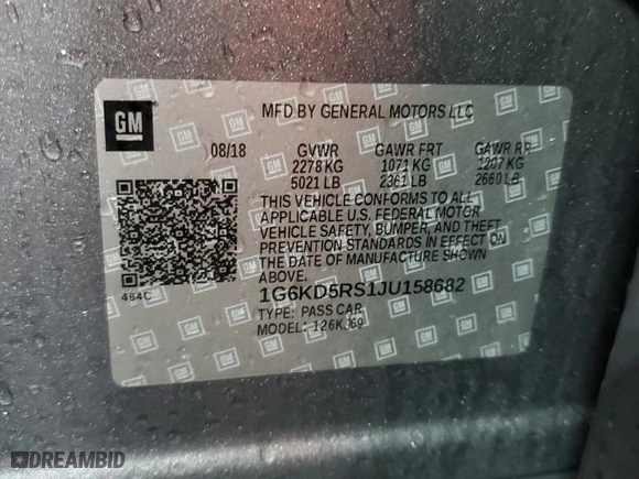 2018 Cadillac CT6 Luxury AWD with VIN 1G6KD5RS1JU158682, listed as a Copart auction lot 46685955 with NaN miles and Salvage Title. Bid and sale history available at carsss.com. Image 14.