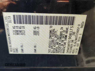2014 Nissan Maxima SV z VIN 1N4AA5AP7EC908175, wystawiony jako Copart lot #61656265 z przebiegiem 282 757 mil mil oraz Szkoda całkowita • Salvage title. Historia ofert i sprzedaży dostępna na DreamBid. Obrazek 12.
