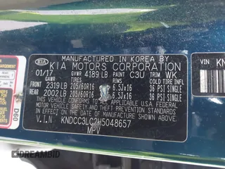 2017 Kia Niro Touring Launch Edition with VIN KNDCC3LC2H5048657, listed as a IAAI auction lot 41736127 with 190,828 mi miles. Bid and sale history available at carsss.com. Image 9.