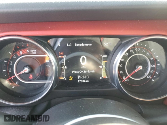 2022 Jeep Wrangler Unlimited Rubicon with VIN 1C4JJXFM1NW249982, listed as a Copart auction lot 78049534 with 17,834 mi miles and Salvage title. Bid and sale history available at DreamBid. Image 9.