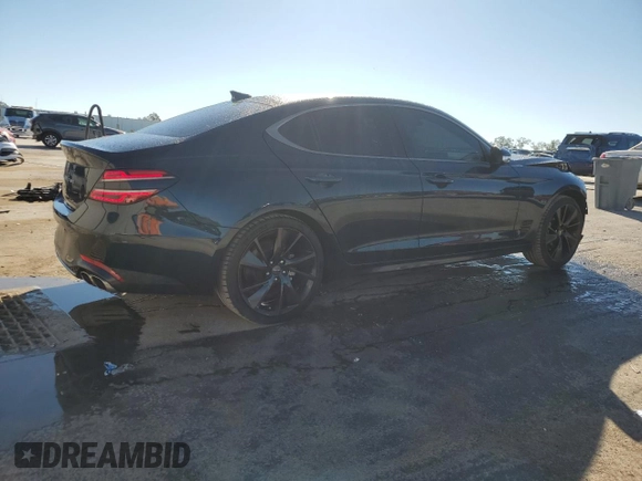 2023 Genesis G70 2.0T with VIN KMTG34TA5PU129955, listed as a Copart auction lot 82980774 with 12,625 mi miles and Salvage Title. Bid and sale history available at DreamBid. Image 3.