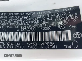 2015 Toyota Prius Four with VIN JTDKN3DU8F1993386, listed as a IAAI auction lot 42333733 with 168,754 mi miles and . Bid and sale history available at DreamBid. Image 9.