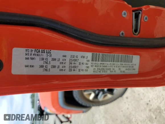 2018 Jeep Compass Trailhawk with VIN 3C4NJDDB3JT424282, listed as a Copart auction lot 52870765 with 95,208 mi miles and Salvage title. Bid and sale history available at DreamBid. Image 15.
