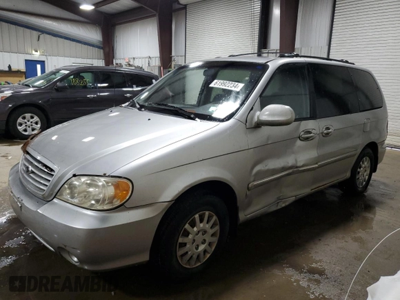 2003 Kia Sedona LX with VIN KNDUP131736467120, listed as a Copart auction lot 61992234 with 133,222 mi miles and Salvage Title. Bid and sale history available at carsss.com. Image 1.