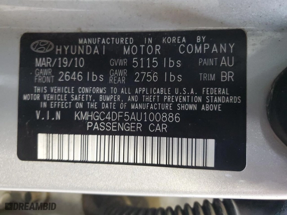 2010 Hyundai Genesis with VIN KMHGC4DF5AU100886, listed as a Copart auction lot 80949054 with 187,780 mi miles and Salvage Title. Bid and sale history available at carsss.com. Image 13.