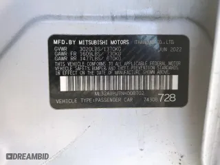 2022 Mitsubishi Mirage ES with VIN ML32AUHJ7NH008702, listed as a Copart auction lot 41927095 with 48,532 mi miles and Salvage Title. Bid and sale history available at carsss.com. Image 14.
