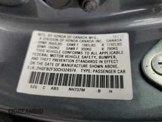 2012 Honda Civic LX z VIN 2HGFB2F50CH324974, wystawiony jako Copart lot #57442305 z przebiegiem 124 462 mil mil oraz Szkoda całkowita • Salvage title. Historia ofert i sprzedaży dostępna na DreamBid. Obrazek 12.