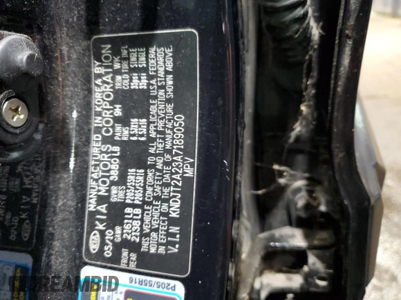 2010 Kia Soul + with VIN KNDJT2A23A7189050, listed as a Copart auction lot 50675535 with 37,353 mi miles and Salvage Title. Bid and sale history available at carsss.com. Image 13.