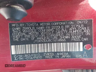 2012 Toyota Prius One z VIN JTDKN3DU8C1614866, wystawiony jako IAAI lot #42393177 z przebiegiem 202 458 mil mil oraz . Historia ofert i sprzedaży dostępna na DreamBid. Obrazek 9.
