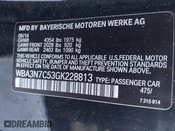 2016 BMW 4 Series 428i with VIN WBA3N7C53GK228813, listed as a IAAI auction lot 41832946 with 50,929 mi miles and . Bid and sale history available at carsss.com. Image 9.
