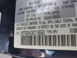 2008 Mazda CX-9 Grand Touring with VIN JM3TB28A080138592, listed as a IAAI auction lot 42007998 with 127,839 mi miles and . Bid and sale history available at carsss.com. Image 9.