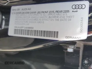 2020 Audi A3 Sedan Premium with VIN WAUAUGFF1LA048650, listed as a Copart auction lot 61878933 with 23,871 mi miles. Bid and sale history available at carsss.com. Image 12.
