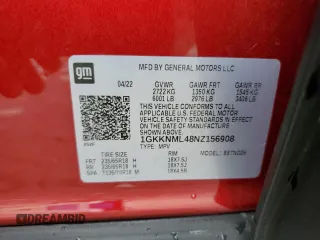 2022 GMC Acadia SLT with VIN 1GKKNML48NZ156908, listed as a Copart auction lot 78457104 with 41,538 mi miles and Salvage title. Bid and sale history available at DreamBid. Image 14.